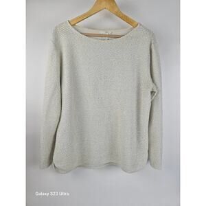 Women's H&M cream colored waffle knit sweater size large